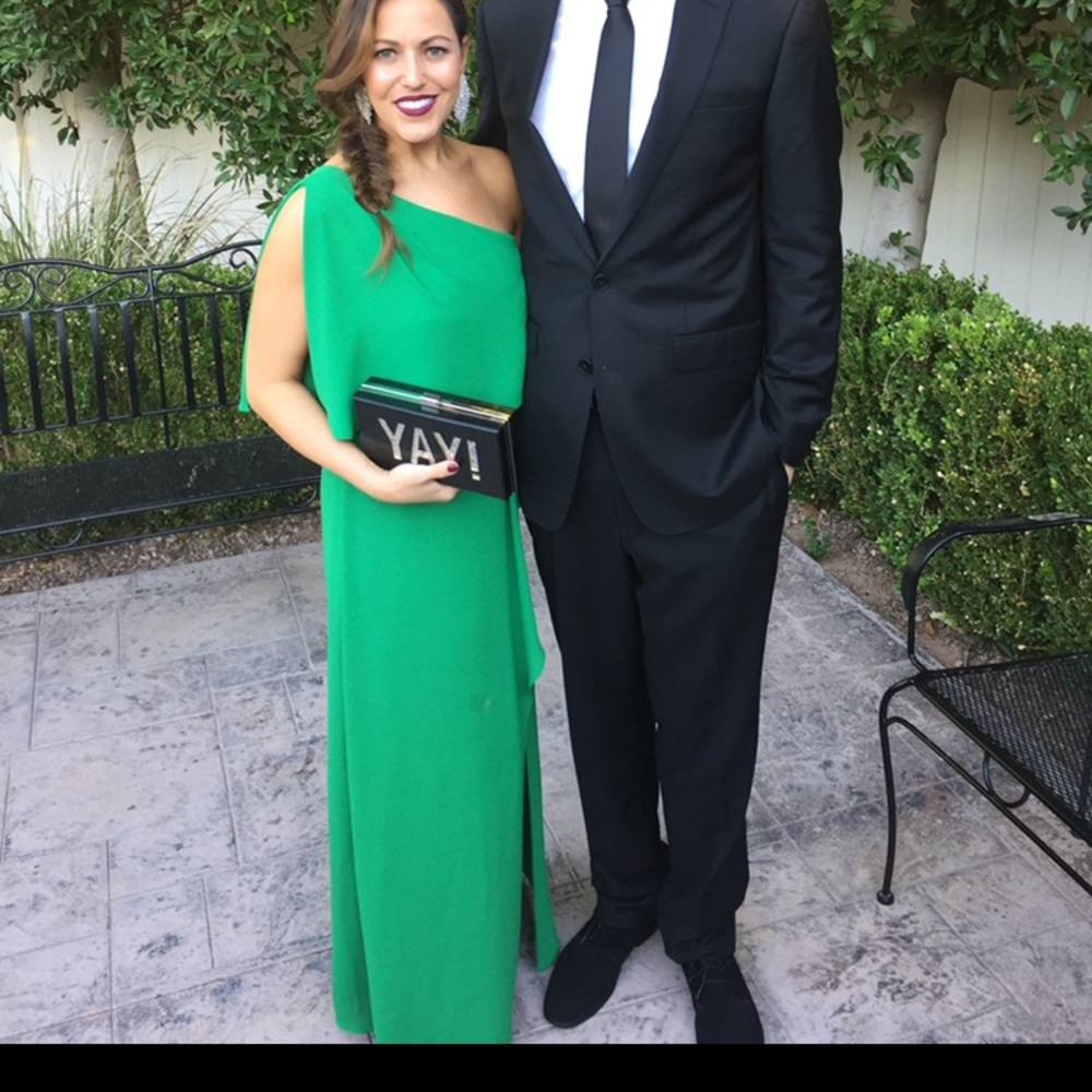 BCBGMAXAZRIA Green One Shoulder Dress